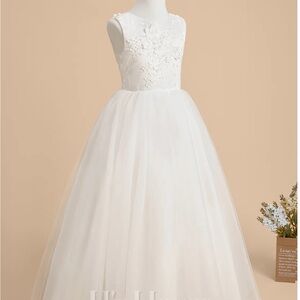 Elegant White Floral Kids Dress